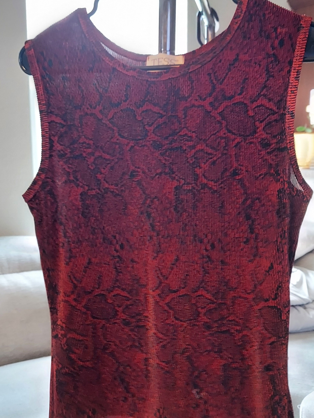 Tess Red Snake-Print Ribbed Tank Top